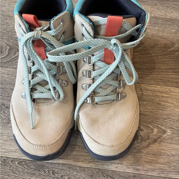 LL Bean Suede Hiking Boots Blue with Orange Accents - Picture 5 of 6